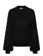 V Neck Sweater L/S Tops Knitwear Jumpers Black United Colors Of Benett...