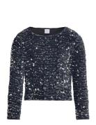 Top Velvet And Sequins Tops T-shirts Long-sleeved T-shirts Grey Lindex