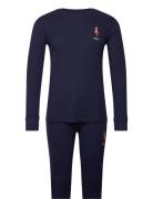 Polo Bear Waffle-Knit Sleep Set Pyjama Navy Polo Ralph Lauren Underwea...