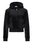 Tonal Zip Through Hoodie Tops Sweat-shirts & Hoodies Hoodies Black Jui...