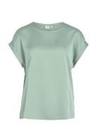 Viellette S/S Satin Top - Noos Tops T-shirts & Tops Short-sleeved Gree...