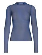 Mesh Print Ls Top Tops T-shirts & Tops Long-sleeved Blue Weekday