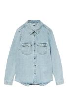 Vmjennie Ls Denim Shirt Mix Ga Noos Tops Shirts Long-sleeved Blue Vero...