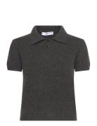 Short-Sleeved Polo-Neck Sweater Tops Knitwear Jumpers Brown Mango