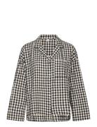 Pyjama Shirt Seersucker Toppi Black Lindex