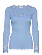 Rwbenita Ls O-Neck Lace T-Shirt Tops T-shirts & Tops Long-sleeved Blue...