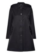 Hooded Cotton-Blend Balmacaan Coat Ohut Pitkä Takki Black Lauren Ralph...