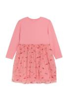 Dress Ls W. Tulle Mekko Pink Minymo