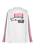 Printed Long-Sleeved Over D T-Shirt Dress Tops T-shirts & Tops Long-sl...