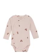 Wrap Body Ls Rib Bodies Long-sleeved Pink Fixoni