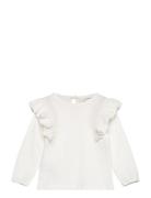 100% Cotton T-Shirt With Ruffles Tops T-shirts Long-sleeved T-shirts W...
