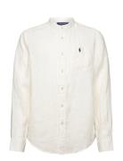 Linen-Postboy Band-Si-Sps Tops Shirts Long-sleeved Shirts Cream Ralph ...