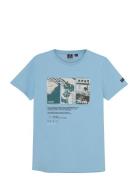 T-Shirt Print Tops T-shirts Short-sleeved Blue Indian Blue Jeans