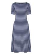 Striped Stretch Cotton Midi Dress Polvipituinen Mekko Blue Lauren Ralp...