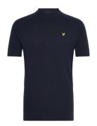 Linen Blend Knitted T-Shirt Tops T-shirts Short-sleeved Navy Lyle & Sc...