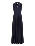 Sporty Pleated Polo Dress Ns Maksimekko Juhlamekko Navy Tommy Hilfiger