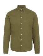 Cfanton Bd Ls Linen Mix Tops Shirts Casual Khaki Green Casual Friday