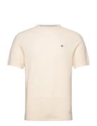 Micro Textured Cotton Ss C-Neck Tops T-shirts Short-sleeved Cream GANT