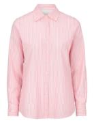 Elsa Striped Oxford Shirt Tops Shirts Long-sleeved Pink Newhouse