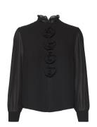 Lorainecras Shirt Tops Blouses Long-sleeved Black Cras