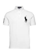 Custom Slim Fit Big Pony Mesh Polo Shirt Tops Polos Short-sleeved Whit...