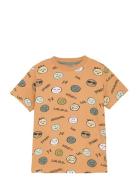 T-Shirt Ss Aop Tops T-shirts Short-sleeved Beige Minymo