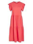 Visummer S/S Midi Dress - Noos Polvipituinen Mekko Red Vila