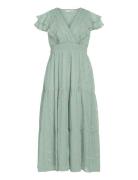 Vikaren C/S Midi Frill Dress/Dc/Ka Polvipituinen Mekko Green Vila