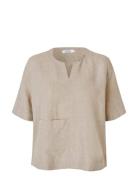Madolorea Tops Blouses Short-sleeved Beige Masai