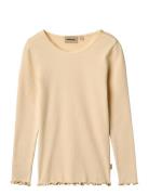 Rib T-Shirt L/S Reese Tops T-shirts Long-sleeved T-shirts Yellow Wheat