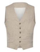 Cotton Linen Waistcoat Puvun Liivi Beige Lindbergh