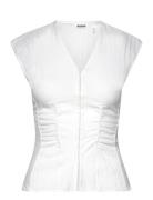 Crinkle Fitted Top Tops Blouses Sleeveless White Weekday