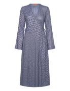 2245 Dry Jersey, Long Sleeve Wrap T Polvipituinen Mekko Blue STINE GOY...