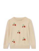 Favo Embroidered Blouse Tops Knitwear Pullovers Beige Fliink