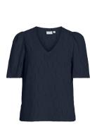 Vimarcella V-Neck 2/4 Top/R Tops Blouses Short-sleeved Navy Vila