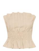 Gzdecy Corset Tops Blouses Sleeveless Beige Gestuz