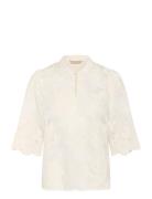 Cuarona Blouse Tops Blouses Long-sleeved Cream Culture