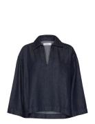 Reed Tops T-shirts & Tops Long-sleeved Navy Reiss