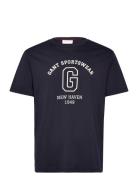 Graphic Ss T-Shirt Tops T-shirts Short-sleeved Navy GANT