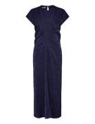 Satin Jacquard Midi Dress Polvipituinen Mekko Navy Scotch & Soda