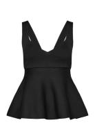 Fine-Knit Peplum Top Tops T-shirts & Tops Sleeveless Black Mango