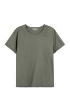 Crew-Neck Relaxed T-Shirt Tops T-shirts Short-sleeved Khaki Green Brea...