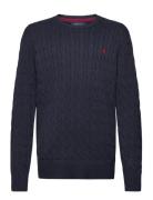 Combed Cotton-Ls Cable Cn-Tp-Swt Tops Knitwear Pullovers Navy Ralph La...