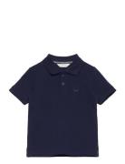 Short-Sleeve Knitted Polo Shirt Tops T-shirts Short-sleeved Navy Mango