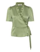 Peony Blouse Tops Blouses Short-sleeved Green A-View
