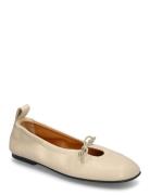 Rosalind Brown Leather Ballet Flats Ballerinat Cream ALOHAS
