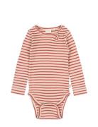 Body L/S Modal Striped Bodies Long-sleeved Red Petit Piao
