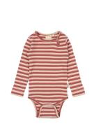 Body L/S Modal Multi Striped Bodies Long-sleeved Brown Petit Piao