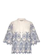 Louisell Blouse Ss Tops Blouses Short-sleeved Beige Lollys Laundry