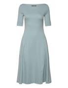 Stretch Cotton Midi Dress Polvipituinen Mekko Blue Lauren Ralph Lauren